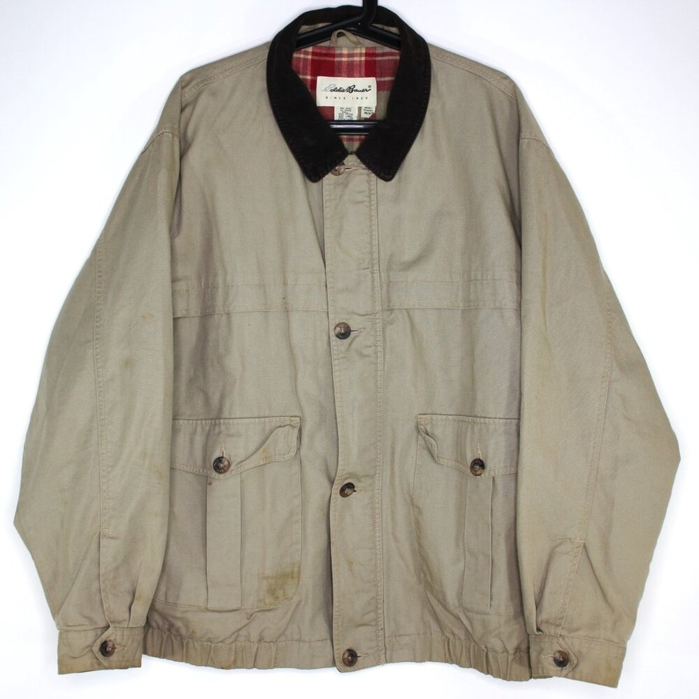 Vintage Eddie Bauer Mens Medium Plaid Lined Barn Chore Jacket C1143